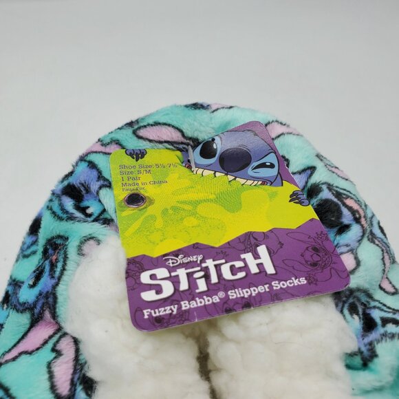 NWT DISNEY STITCH FUZZY BABBA SLIPPER SOCKS - Picture 5 of 6